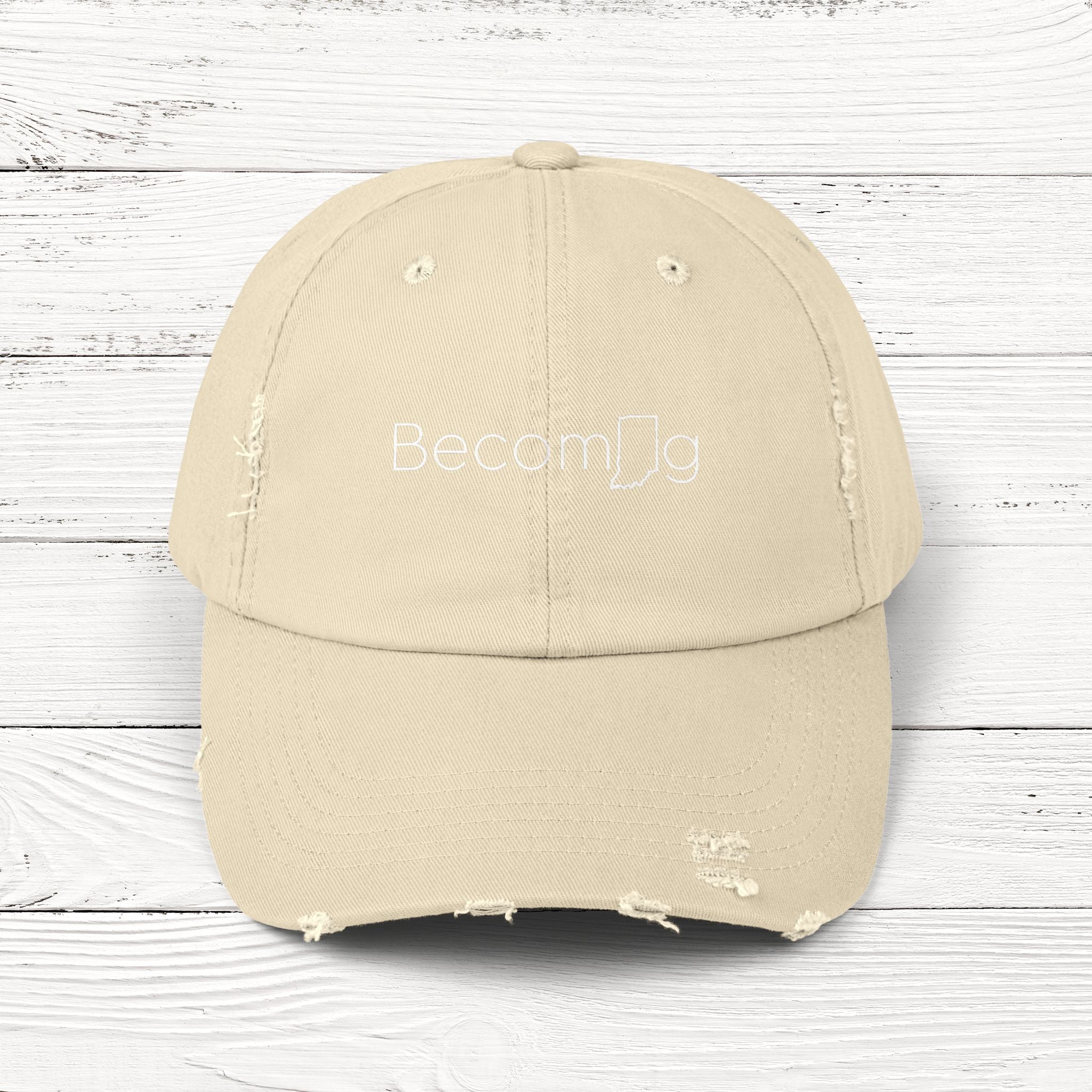 BecomINg – State of Indiana Distressed Vintage Cap