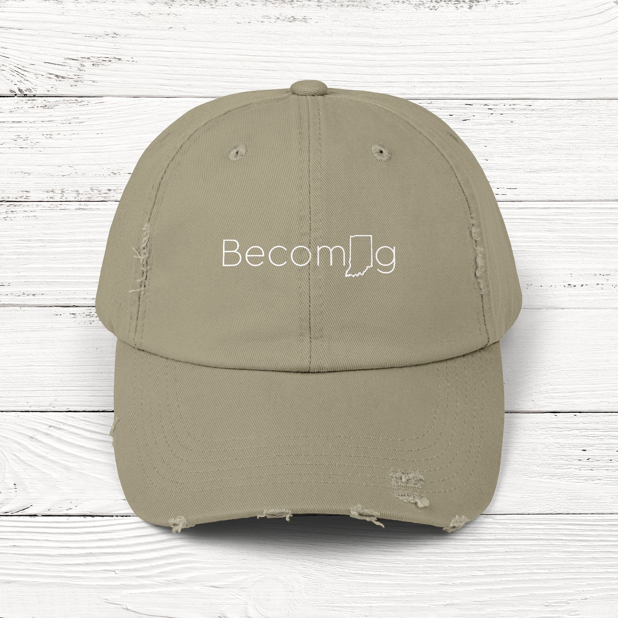 BecomINg – State of Indiana Distressed Vintage Cap